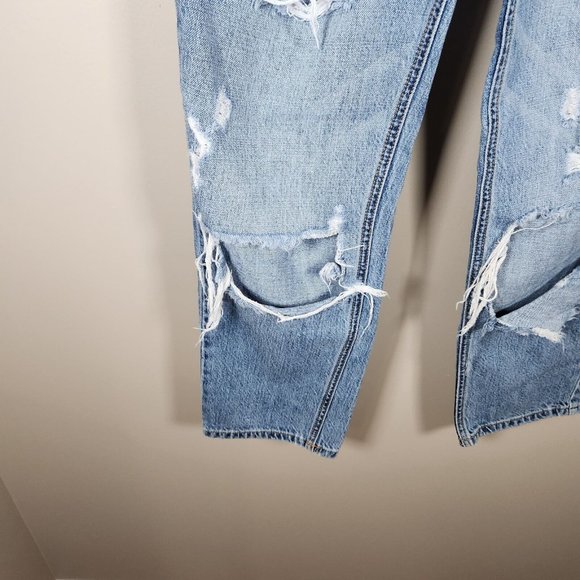 Kancan Pants Womens 7 / 27 Denim Jeans Distressed Bobbie High Rise Straight Crop - Picture 5 of 15